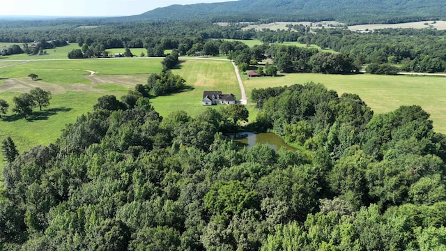 birds eye view of property featuring a water and mountain view