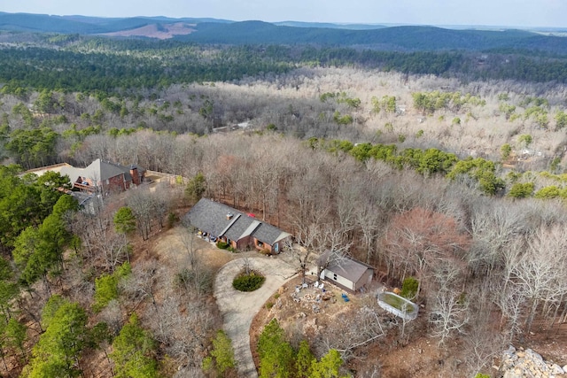 aerial view with a mountain view