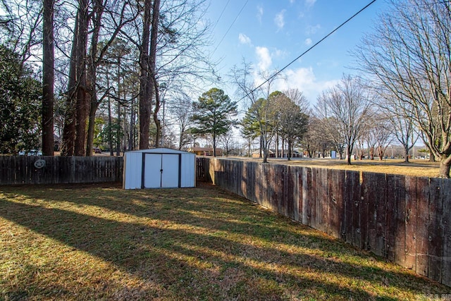 view of yard with a storage unit