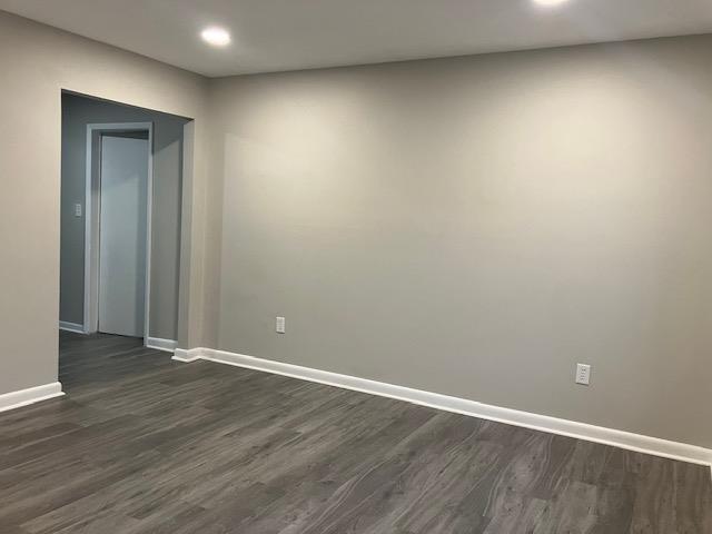 spare room with dark wood-type flooring