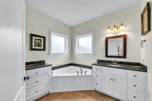 bathroom with vanity and a bathing tub