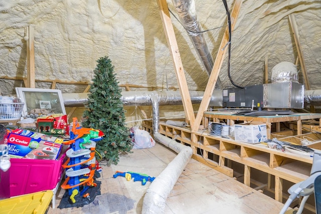 view of unfinished attic