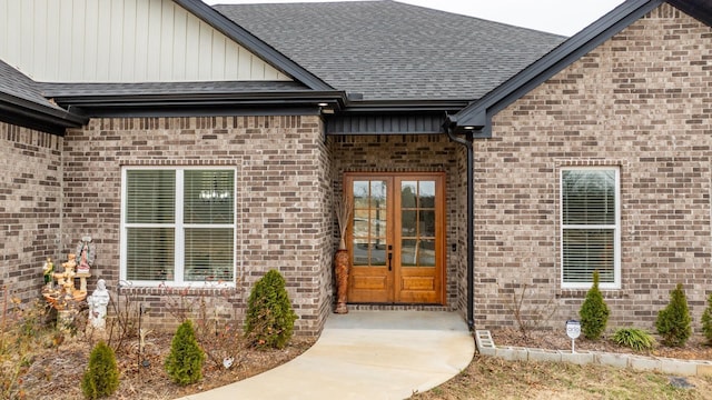 doorway to property with french doors