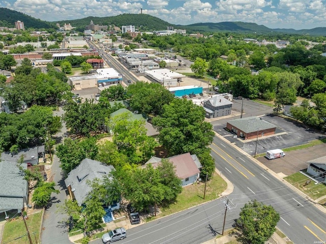 birds eye view of property with a mountain view