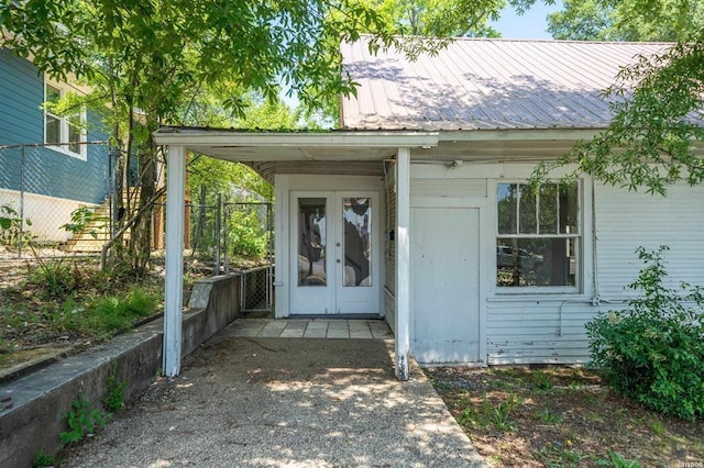 doorway to property with french doors