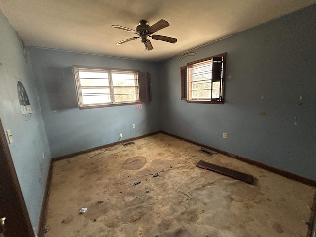 spare room featuring ceiling fan