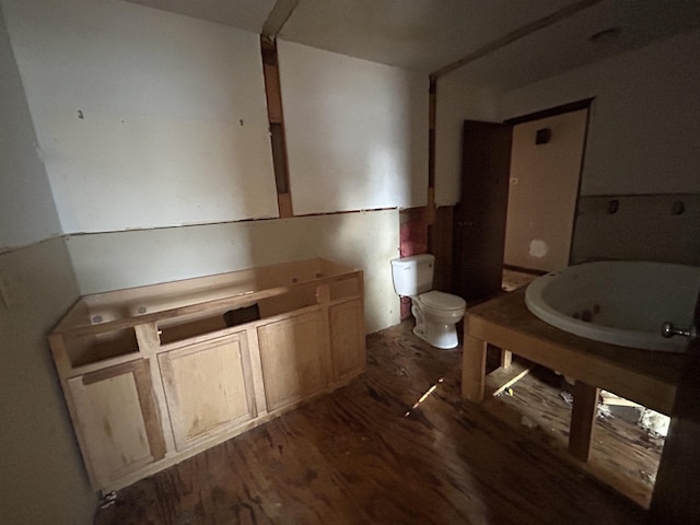 bathroom featuring hardwood / wood-style flooring, sink, and toilet