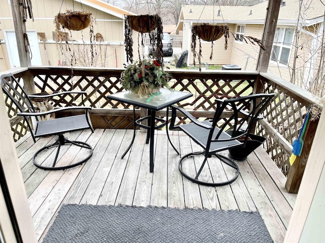 wooden balcony with a wooden deck