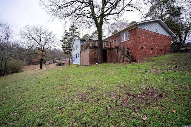 view of yard featuring a deck