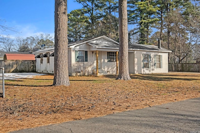 view of single story home