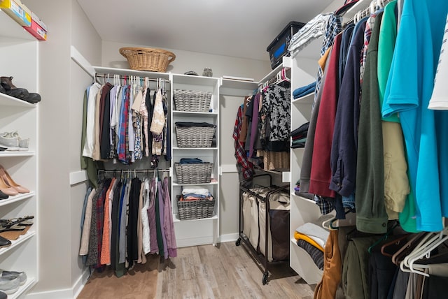 spacious closet featuring hardwood / wood-style flooring