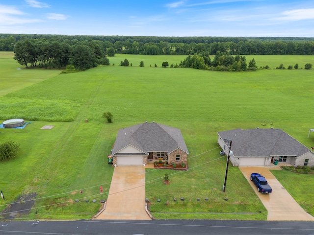 drone / aerial view featuring a rural view