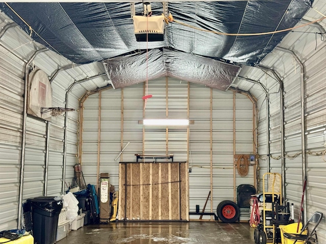 garage with a garage door opener