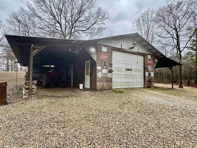 garage with a carport