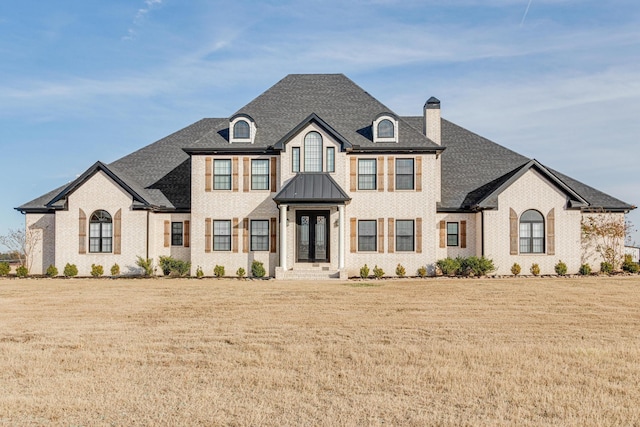 french provincial home featuring a front yard