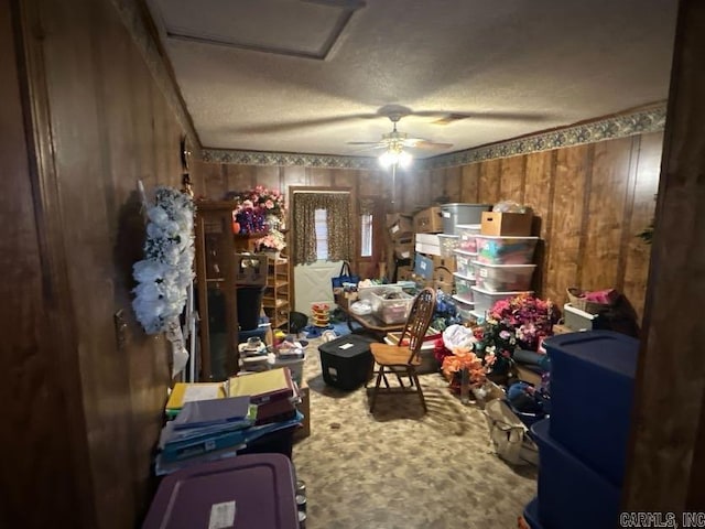 storage area with ceiling fan