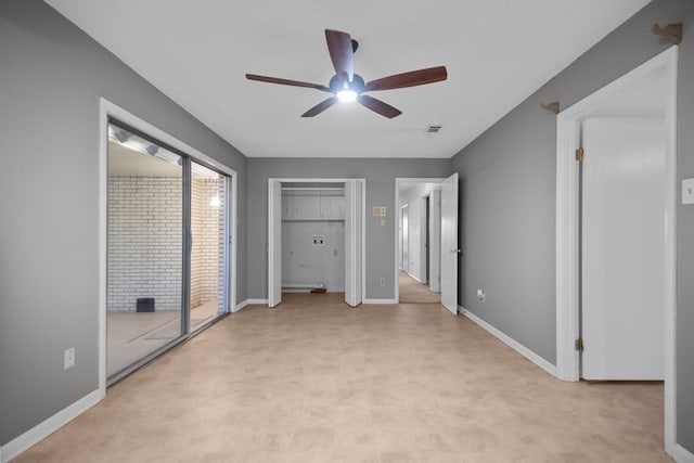 unfurnished bedroom with ceiling fan