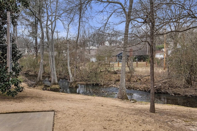 view of yard with a water view