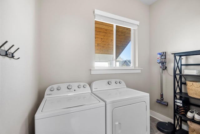 washroom with washing machine and clothes dryer