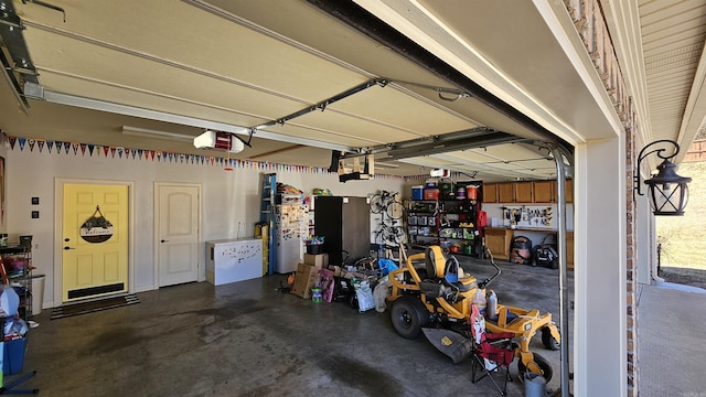 garage with a garage door opener