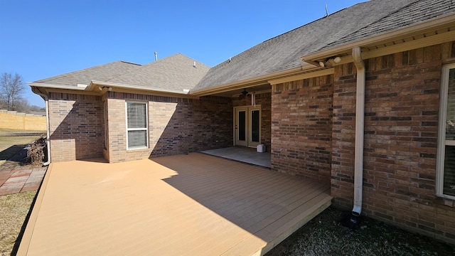 wooden deck featuring a patio area