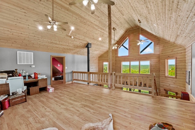 140 Vineyard Dr, Searcy, AR 72143 - interior space with wooden ceiling, high vaulted ceiling, and light hardwood / wood-style flooring