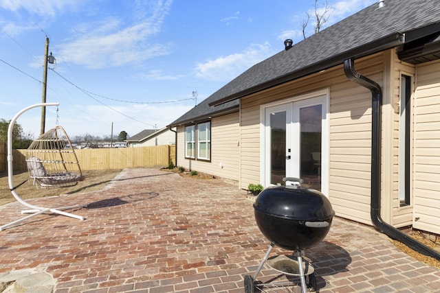 view of patio / terrace featuring grilling area and french doors