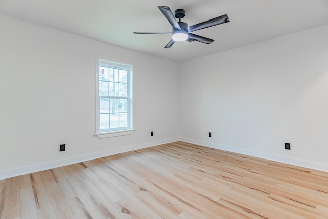 empty room featuring light hardwood / wood-style floors and ceiling fan