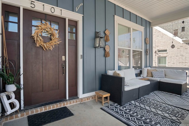 doorway to property featuring a porch