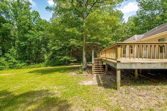 1800 Ausbrooks Trl, Mabelvale, AR 72103 - view of green lawn featuring stairway and a wooden deck
