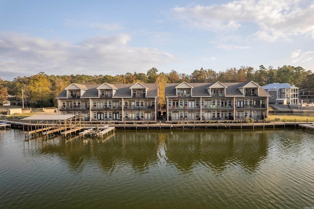 exterior space with a dock