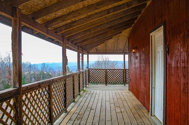 deck with a mountain view