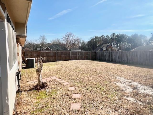 view of yard featuring central AC