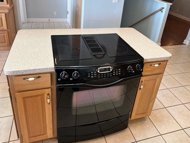 room details with black range with electric stovetop