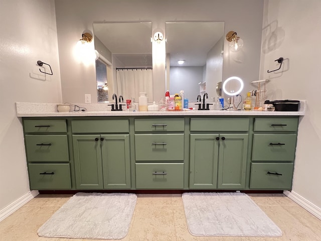 bathroom with vanity and a shower with curtain