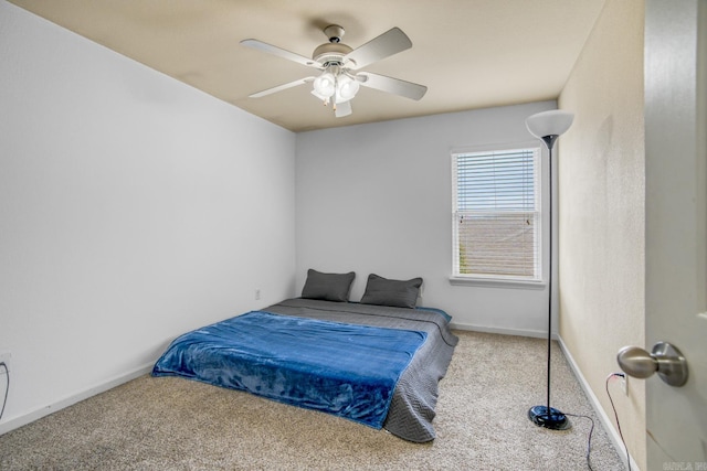 bedroom with carpet flooring and ceiling fan