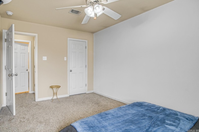 bedroom with carpet and ceiling fan