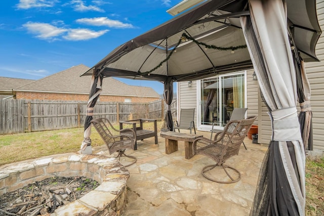 view of patio / terrace featuring a gazebo