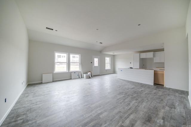 unfurnished living room featuring light hardwood / wood-style floors