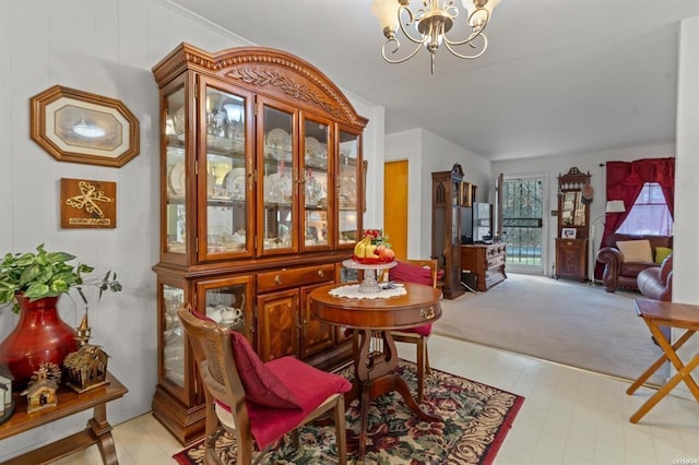 dining room featuring an inviting chandelier