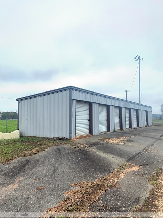 exterior space with a garage