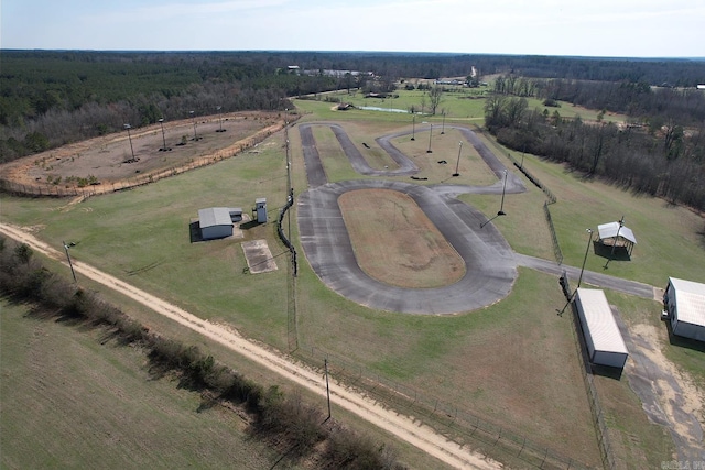 birds eye view of property featuring a rural view