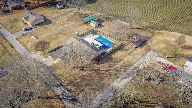 aerial view with a rural view