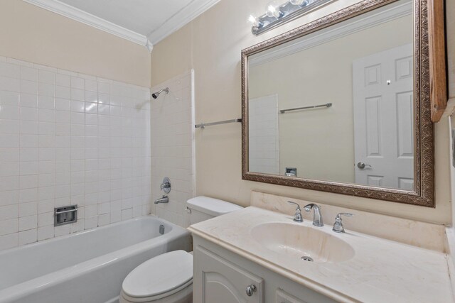 1601 N Bryant St Unit C27, Little Rock, AR 72207 - full bathroom with ornamental molding, tiled shower / bath, vanity, and toilet