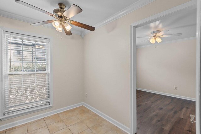1601 N Bryant St Unit C27, Little Rock, AR 72207 - tiled spare room featuring crown molding and ceiling fan