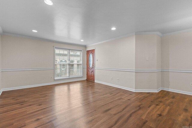 1601 N Bryant St Unit C27, Little Rock, AR 72207 - empty room with crown molding and dark hardwood / wood-style floors