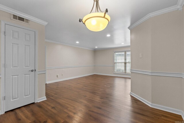 1601 N Bryant St Unit C27, Little Rock, AR 72207 - empty room with crown molding and dark wood-type flooring