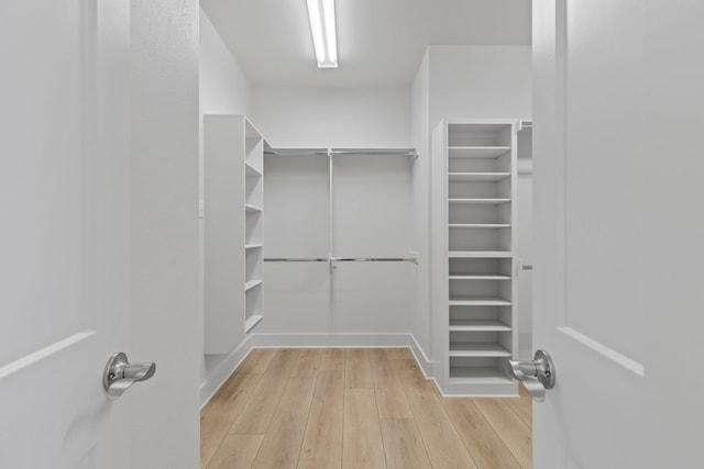 walk in closet featuring light wood-style flooring