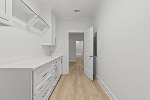 spacious closet with light wood-style floors and visible vents