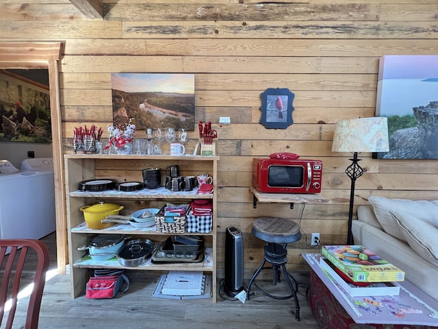 storage featuring washing machine and dryer